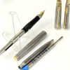 vintage Parker 75 sterling silver fountain pen and ballpoint set with 14K gold B nib - Super mint - Image 2