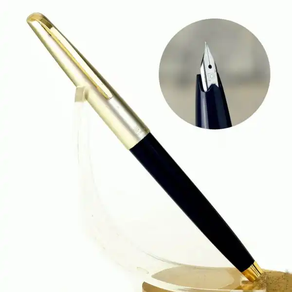 Vintage Platinum 200 black fountain pen - semi-hooded steel F nib - Used