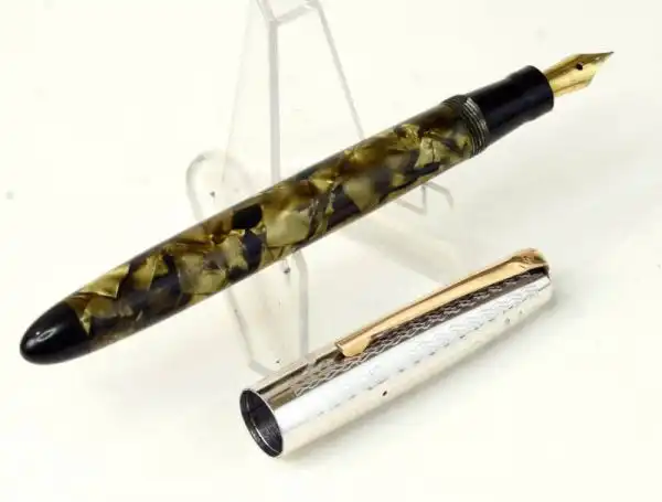 Vintage swan safety eyedropper fountain pen with 14C gold F nib - Clean - Image 2