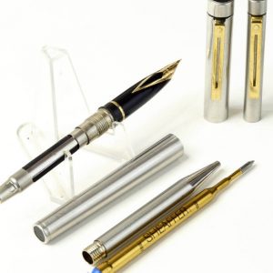vntage-sheaffer-targa-1001XG-fountain-pen-ballpoint-set-14K-solid-gold-Medium-nib-USA