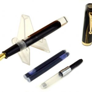 Click-Orion-transparent-barrel-black-marbled-cap-fountain-pen-with-nib-options-India