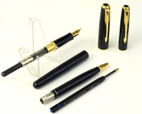 Parker sonnet fountain pen and ballpoint set with  gold plated M nib - mint - Image 2
