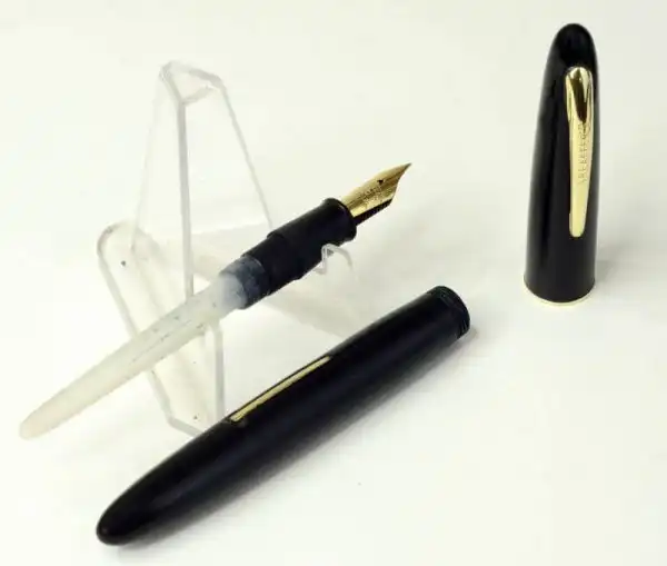 Vintage sheaffer craftsman marbled lever filler fountain pen - 14K solid gold F nib - Used - Image 2