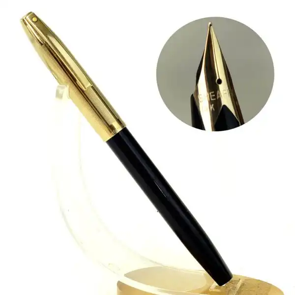 Vintage Sheaffer Imperial touchdown VIII black fountain pen 14K solid gold F nib - Used