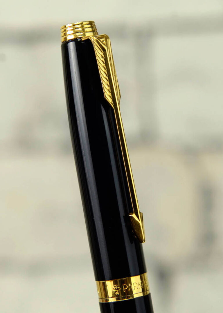 Buy parker 75 lacquer black barrel fountain pen with 14K gold M nib - NOS