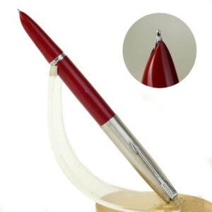 Vintage parker 21 red  fountain pen with steel medium nib - clean