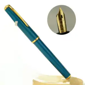 Pilot Vintage Eyedropper pilot 4 teal green fountain pen –  gold plated F nib – Preowned clean