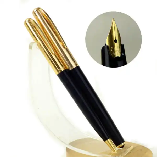 Pilot super fountain pen and  mechanical pencil set  with gold plated F nib -  Clean