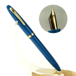 Vintage Sheaffer cadet teal touchdown fountain pen 14K gold F nib  - Mint