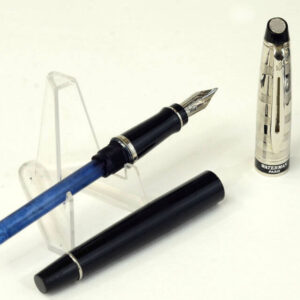 waterman-expert-black-chrome-cap-fountain-pen-steel-M-nib