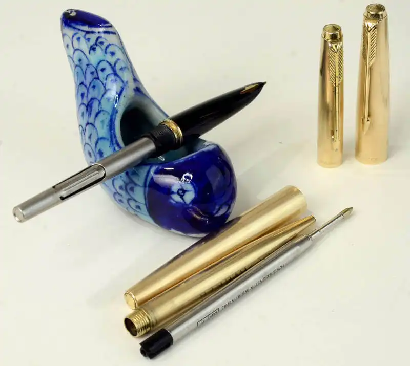 Vintage Parker 61 MK 1 signet fountain pen and ballpoint set - 14K gold M nib - Image 2