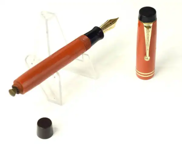 Antique parker duofold junior button filler fountain pen with 14 Karat gold M nib - Used - Image 2