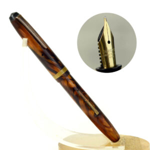 Vintage  parker parkette zephyr lever filler marbled fountain pen with 14 Karat gold M nib - Used