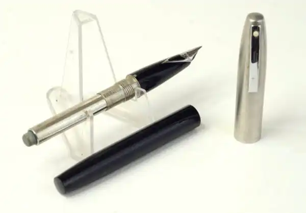 Vintage Sheaffer imperial 440 black barrel fountain pen - inlaid steel F nib -Clean - Image 2