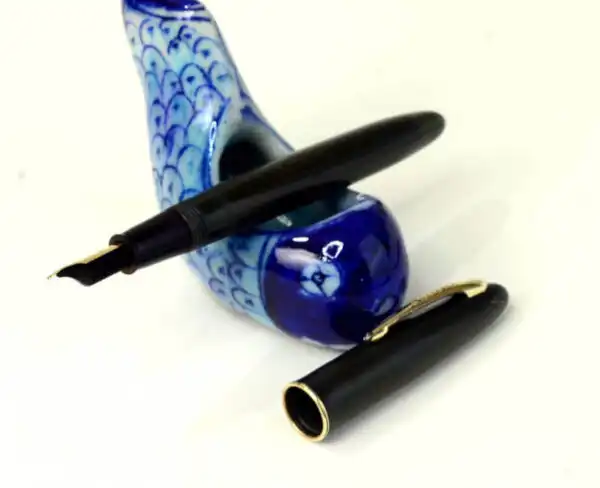 Vintage sheaffer craftsman marbled lever filler fountain pen - 14K solid gold M nib - Used - Image 2