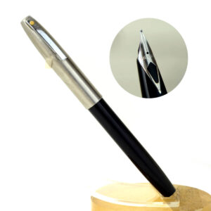 Vintage Sheaffer imperial 440 black barrel fountain pen - inlaid steel M nib - Clean