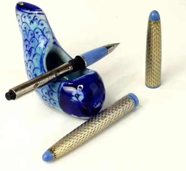 Vintage sheaffer lady skripsert V paisley blue barrel fountain pen - triumph steel F nib - Clean - Image 2