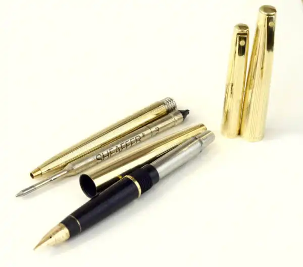 Vintage sheaffer stylist 727 fountain pen and ballpoint set 14K solid gold M nib - Clean - Image 2
