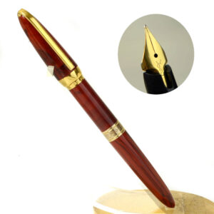YVES Saint laurent red marbled fountain pen plated M nib - Clean used