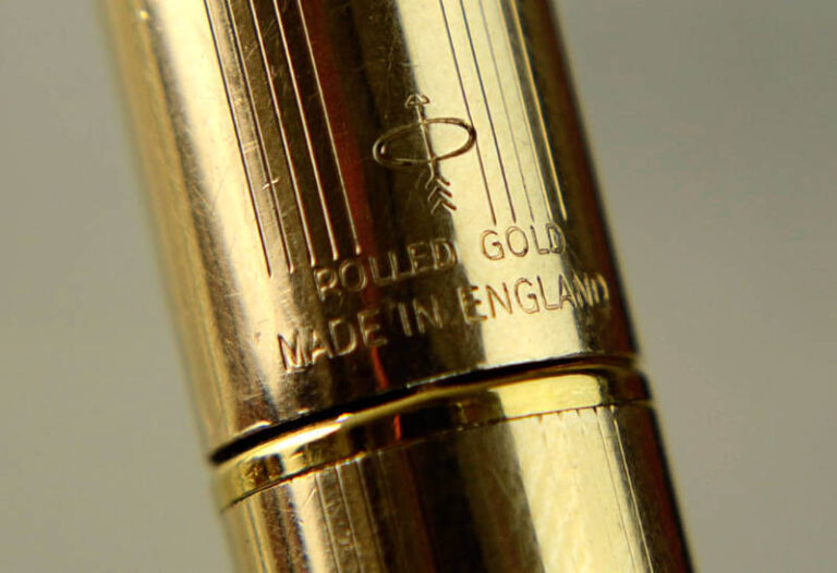 Parker 45 insignia gold filled barrel fountain pen with 14K gold fine nib