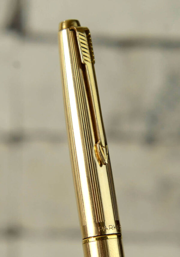 Parker 45 insignia gold filled barrel fountain pen with 14K gold fine nib