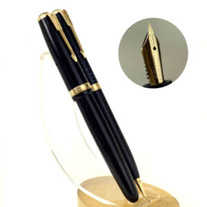 Vintage Parker vacumatic fountain pen and mechanical pencil 14K solid Gold F nib - mint
