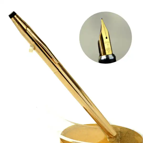 Vintage cross century fountain pen - 14K gold filled barrel and 18K solid gold M nib - Clean