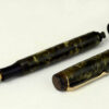Antique camel marbled button filler fountain - 14K solid gold M nib  - used - Image 2