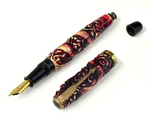 vintage custom made button filler fountain pen with 14C gold M nib - Rare collectible - Image 2
