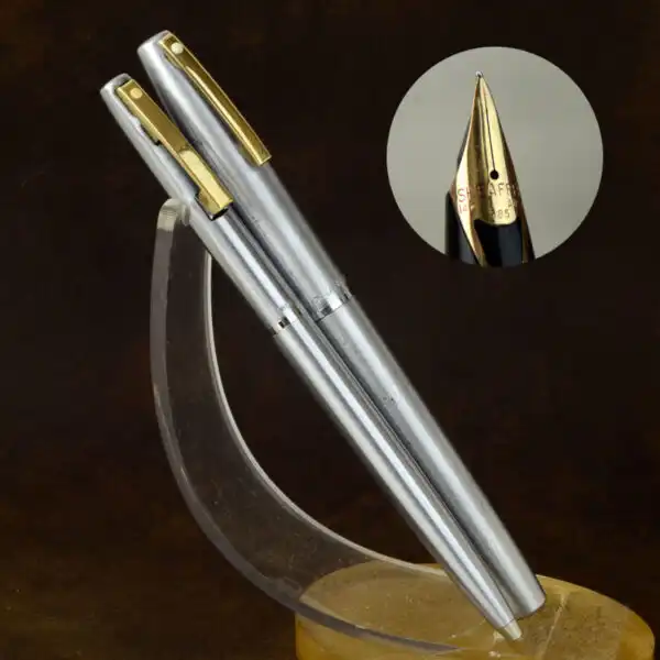 Vintage sheaffer imperial 444XG fountain pen and ballpoint set 14K gold M nib - Clean used