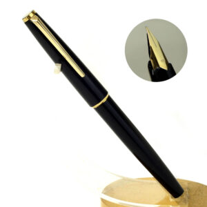 Vintage Montblanc 221 black fountain pen 14K gold F architect grind nib - clean