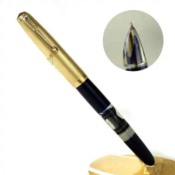 Vintage parker 51 custom demonstrator fountain pen with 14 Karat solid gold F nib -  Rare collectible