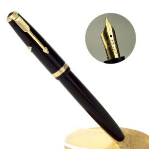 Antique parker duofold button filler fountain pen with 14 Karat gold flex M nib - clean