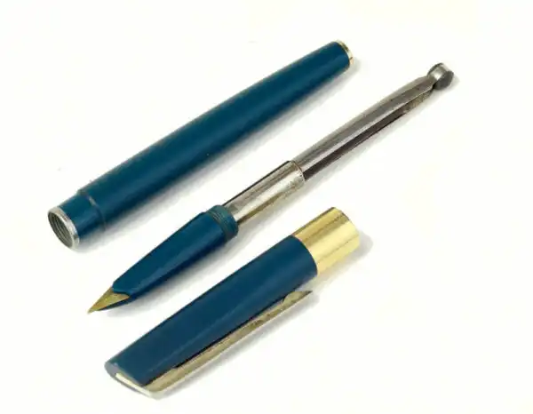 Vintage pilot super 77 teal blue fountain pen - 14K solid gold F nib - Used - Image 2
