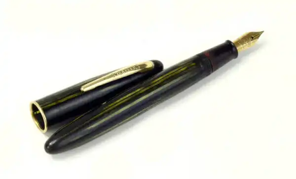 Vintage sheaffer craftsman 500 green striped fountain pen - 14K solid gold F nib - Used - Image 2