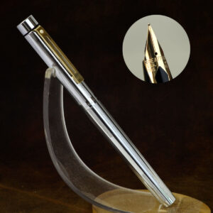 Vintage sheaffer targa 1001XG bright chrome fountain pen  with 14K solid gold F nib  - Used