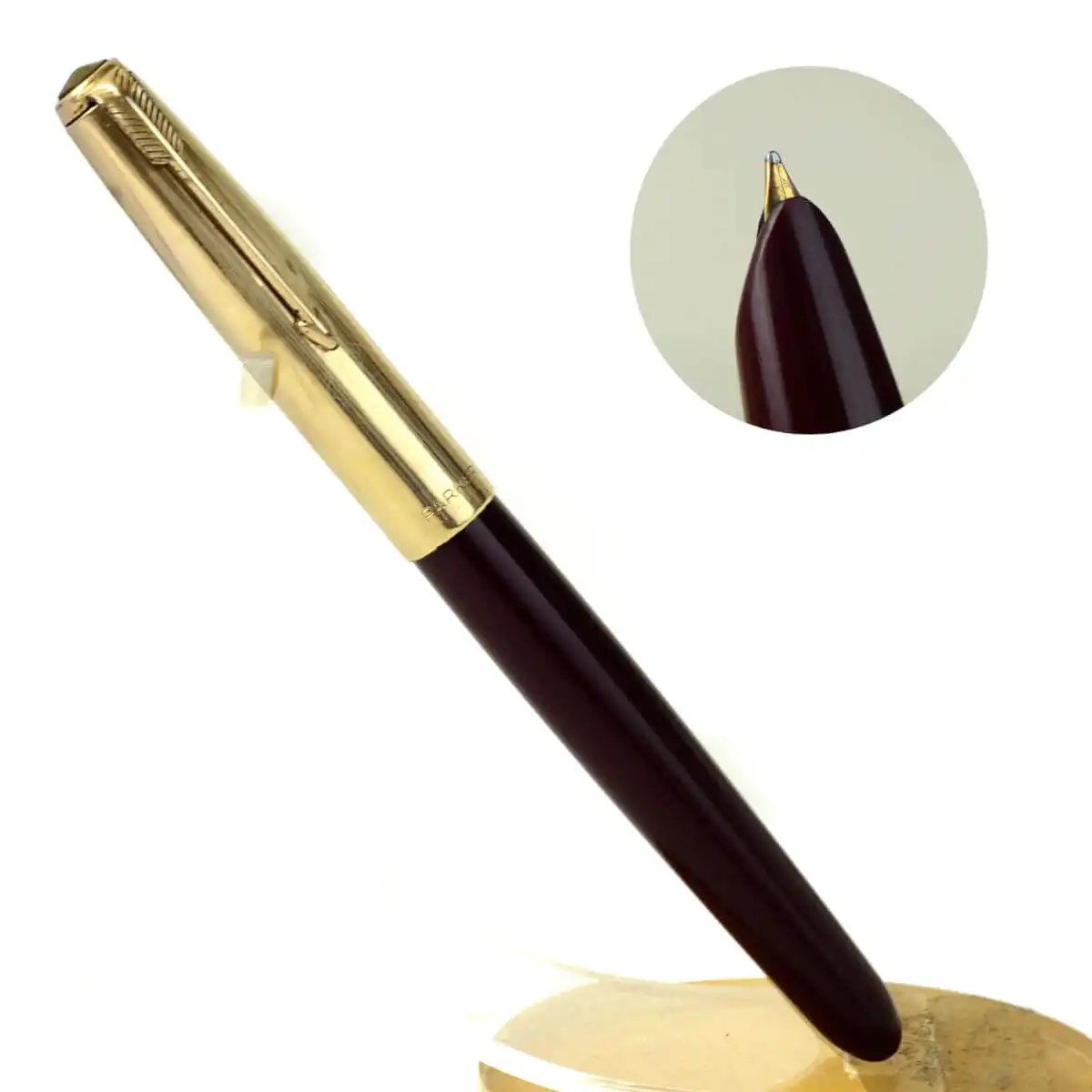 Buy Vintage parker 51 burgundy barrel fountain pen with 14K