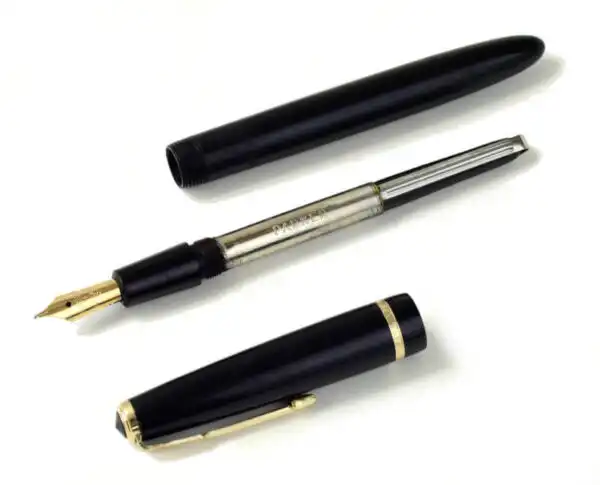 Vintage parker slimfold black fountain pen with 14C gold M nib - Clean used - Image 2