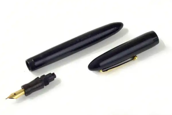 Vintage swan safety eyedropper fountain pen with 14C gold F nib - Rare collectible - Image 2