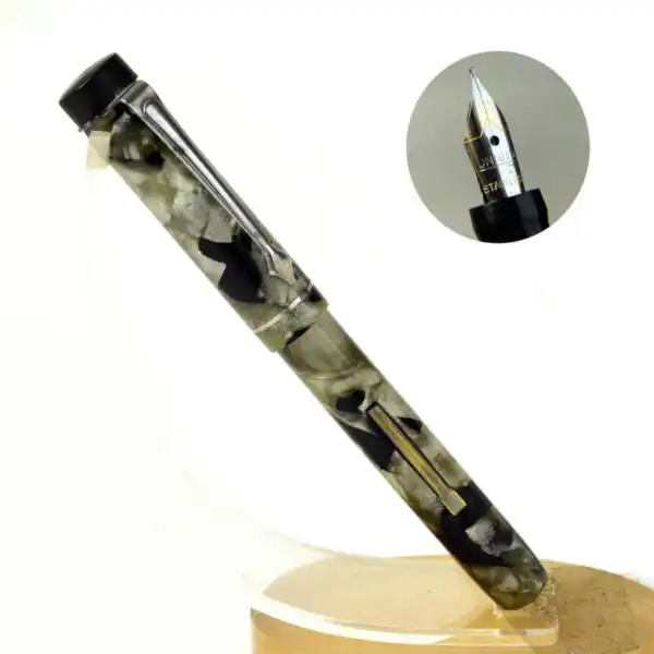 vintage Unique Junior lever filler fountain pen celluloid barrel with  F Nib - Used