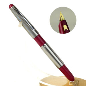 Vintage Pilot telescopic Long short red fountain pen – 14K solid gold F nib – Used