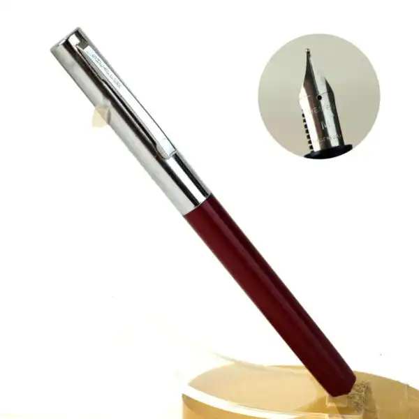 Vintage Sheaffer school burgundy fountain pen with steel XF nib - Used