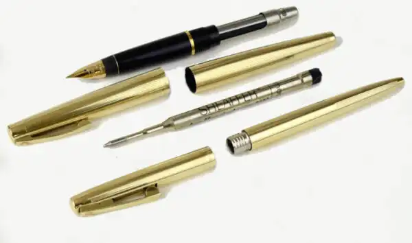 Vintage sheaffer stylist 727 fountain pen and ballpoint set 14K solid gold M nib - Clean - Image 2