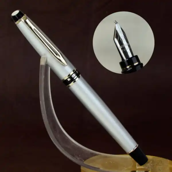 Waterman Expert Silver tone barrel used fountain pen - Steel B nib - Clean