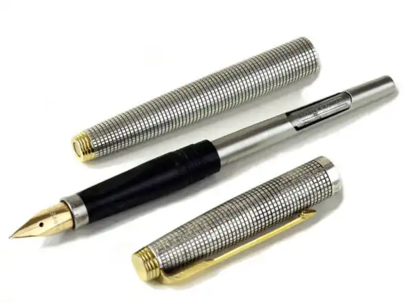 Vintage parker 75 sterling silver fountain pen 14Karat Gold F nib - Clean - Image 3