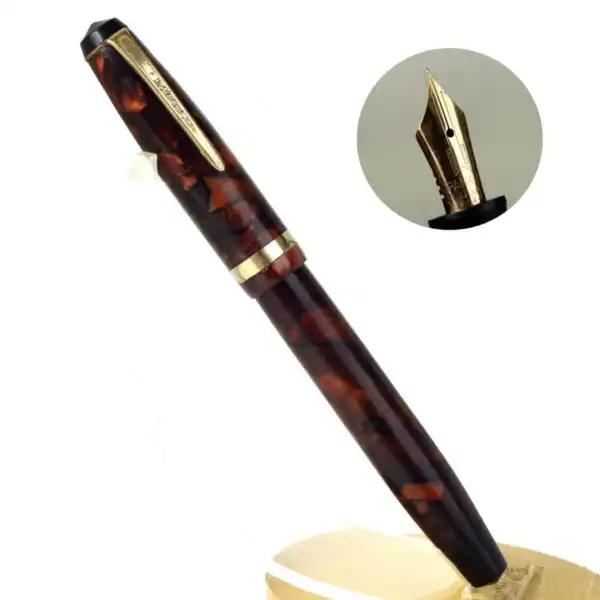 Antique parker challenger button filler fountain pen with 14 Karat gold M nib - Used