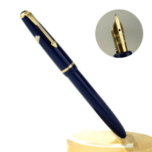 Vintage parker slimfold navy fountain pen with 14C gold M nib – Used