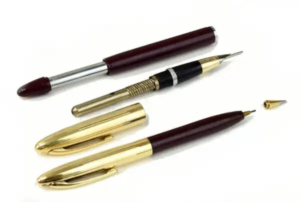 Vintage Sheaffer snorkel  crest fountain pen  & pencil set with 14K solid gold F nib - Clean - Image 2