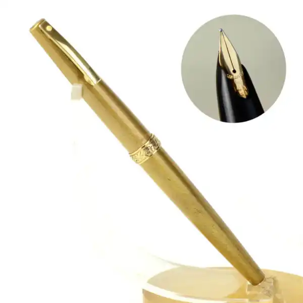 Vintage sheaffer lady 630 brushed golden fountain pen 14K solid gold M nib - Clean