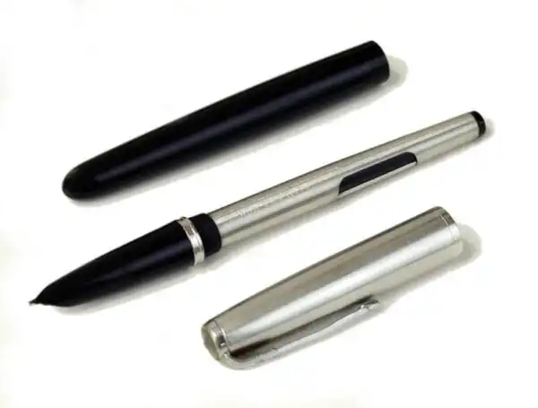 Vintage parker 51 chrome cap fountain pen  14K solid gold B nib - Clean - Image 2